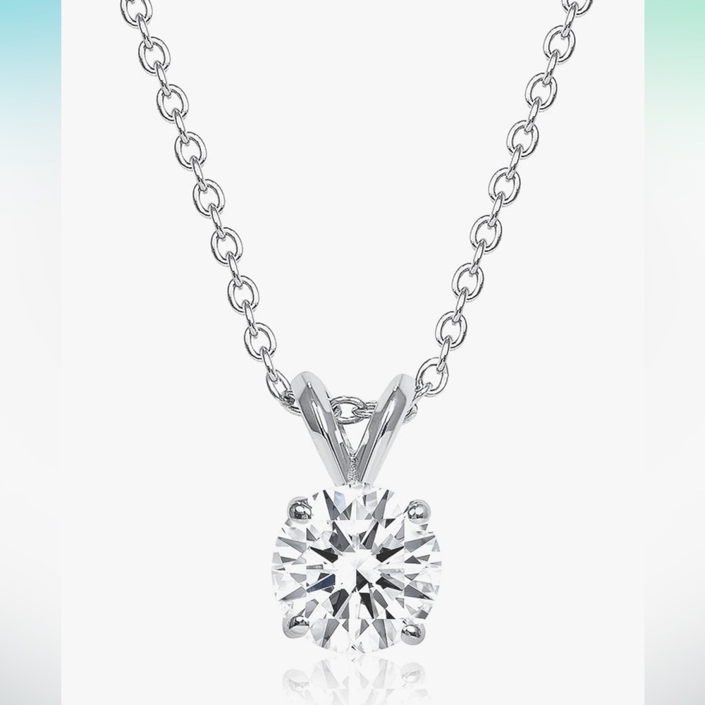 5 Carat Round Moissanite Solitaire Pendant Necklace in 14k Gold
